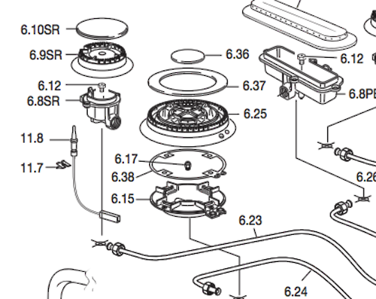 Delonghi Oven Double Ring Burner-cap Ring small D61G (Brass),